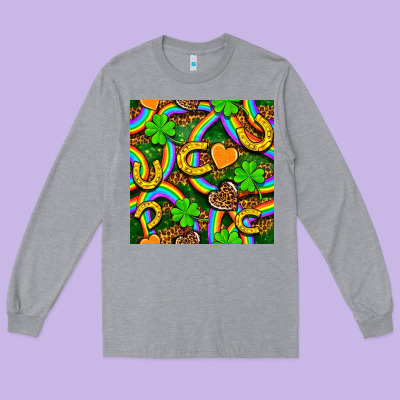 St. Patricks Rainbow Seamless Long Sleeve Tee Designed By Bundleandbundleshop