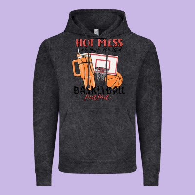 Hot Mess Always Stressed Basketball Mama Vintage Hoodie Designed By Maliassmallbusiness