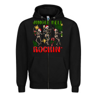 Black Jingle bell rockin' Zipper Hoodie - NancyCooperArtShop