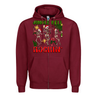 Burgundy Jingle bell rockin' Zipper Hoodie - NancyCooperArtShop