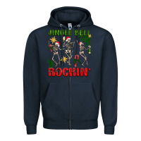 Navy Jingle bell rockin' Zipper Hoodie - NancyCooperArtShop