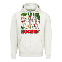 Oatmeal Heather Jingle bell rockin' Zipper Hoodie - NancyCooperArtShop