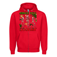 Red Jingle bell rockin' Zipper Hoodie - NancyCooperArtShop