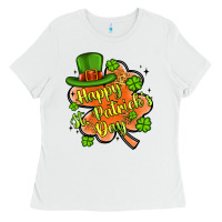 White happy st patrick s day shamrock Ladies Tee - Artiststas