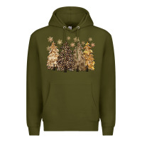 Army Green merry christmas leopard trees Premium Hoodie - CowGirlArtShop