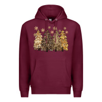 Burgundy merry christmas leopard trees Premium Hoodie - CowGirlArtShop