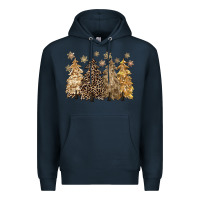 Navy merry christmas leopard trees Premium Hoodie - CowGirlArtShop