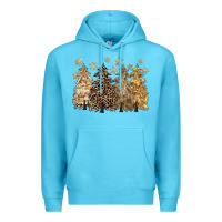 Ocean Blue merry christmas leopard trees Premium Hoodie - CowGirlArtShop