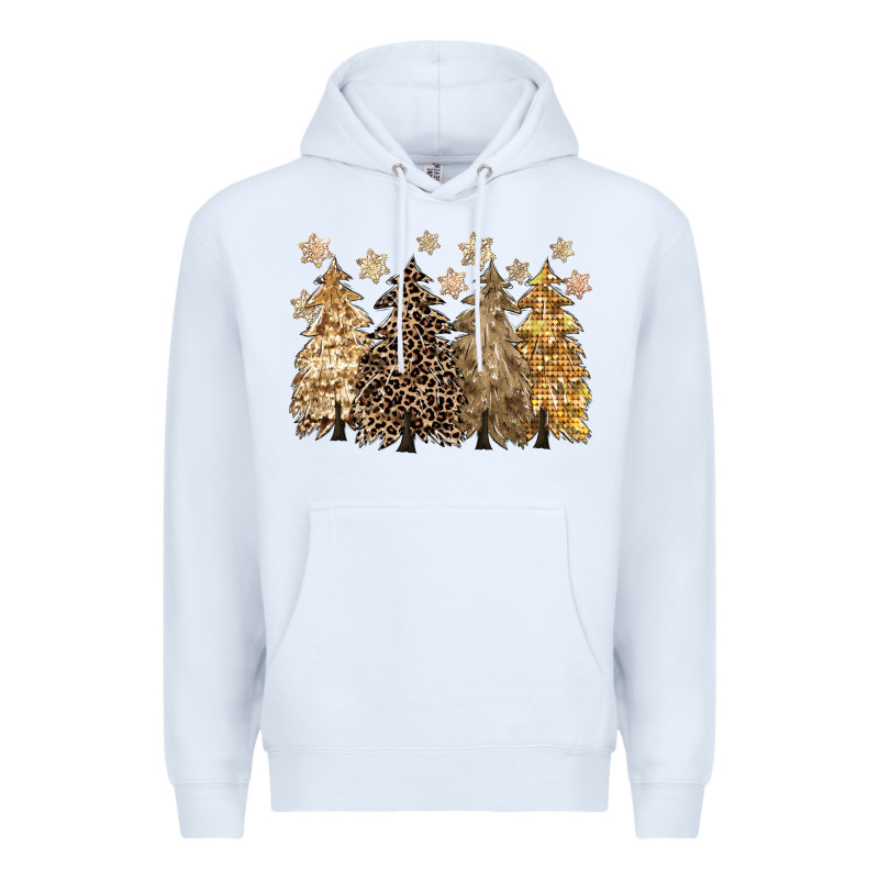 Merry Christmas Leopard Trees Premium Hoodie by CowGirlArtShop | Teevron
