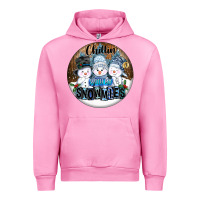 Fuchsia Pink Chillin With My Snowmies Urban Hoodie - FaDigitalArtStudio