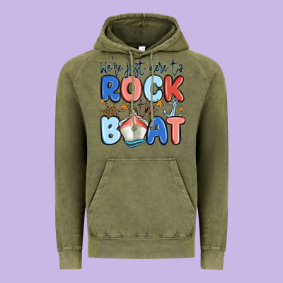 Were Just Here To Rock The Boat Vintage Hoodie Designed By Maliassmallbusiness