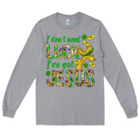 Heather Grey I Don't Need Luck I've Got Jesus St. Patricks Long Sleeve Tee - BundleAndBundleShop