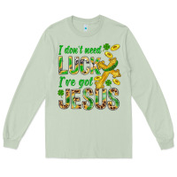 Matcha I Don't Need Luck I've Got Jesus St. Patricks Long Sleeve Tee - BundleAndBundleShop