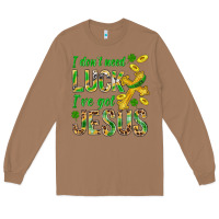 Toasted Coconut I Don't Need Luck I've Got Jesus St. Patricks Long Sleeve Tee - BundleAndBundleShop