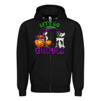 Black Let's Go Ghouls Zipper Hoodie - texasbilliewilder