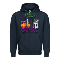 Navy Let's Go Ghouls Zipper Hoodie - texasbilliewilder