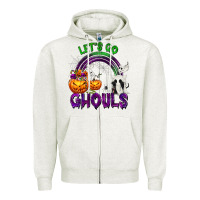 Oatmeal Heather Let's Go Ghouls Zipper Hoodie - texasbilliewilder