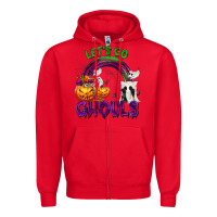Red Let's Go Ghouls Zipper Hoodie - texasbilliewilder
