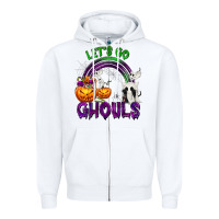 White Let's Go Ghouls Zipper Hoodie - texasbilliewilder