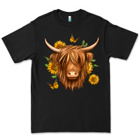 Black sunflowers long haired cow Premium Tee - Jasminsmagicworld