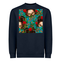 Navy Messy Bun Mom And Cross With Leopard Patterns Heavyweight Sweatshirt - BundleAndBundleShop