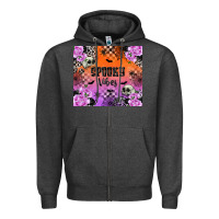 Charcoal Heather Spooky Vibes Zipper Hoodie - texasbilliewilder