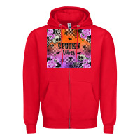Red Spooky Vibes Zipper Hoodie - texasbilliewilder