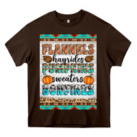 Chocolate Brown Flannels Hayrides Pumpkins Sweaters Bonfires Heavy Core Tee - Artiststas