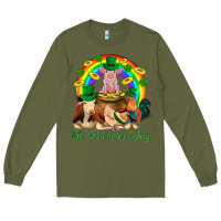 Army Green St. Patrick's Day Farm Animal Png Long Sleeve Tee - BundleAndBundleShop