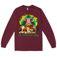 Burgundy St. Patrick's Day Farm Animal Png Long Sleeve Tee - BundleAndBundleShop