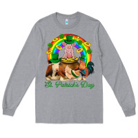 Heather Grey St. Patrick's Day Farm Animal Png Long Sleeve Tee - BundleAndBundleShop