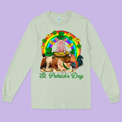 St. Patrick's Day Farm Animal Png Long Sleeve Tee Designed By Bundleandbundleshop
