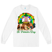 White St. Patrick's Day Farm Animal Png Long Sleeve Tee - BundleAndBundleShop