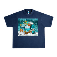 Navy winter coffee cups with gnome Urban Heavy Tee - NancyCooperArtShop