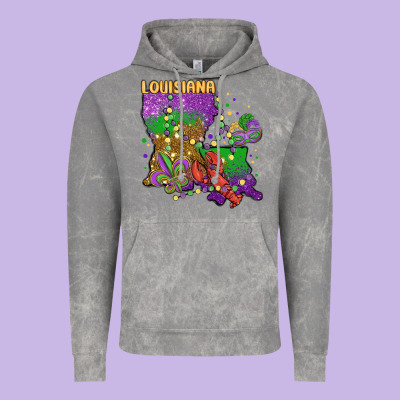 Mardi Gras Louisiana Map Vintage Hoodie Designed By Maliassmallbusiness
