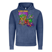 Vintage Denim mardi gras louisiana map Vintage Hoodie - MaliasSmallBusiness