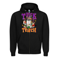 Black trick or teach halloween Zipper Hoodie - NancyCooperArtShop