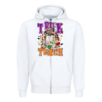 White trick or teach halloween Zipper Hoodie - NancyCooperArtShop