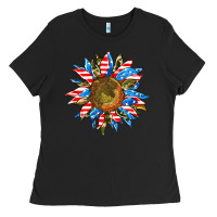 Black sunflower front Ladies Tee - AdoDesignShop