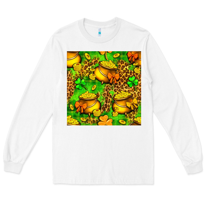 St. Patrick's Pot Of Gold Seamless Pattern Long Sleeve Tee by BundleAndBundleShop | Teevron