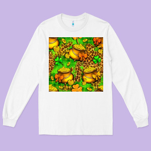 St. Patrick's Pot Of Gold Seamless Pattern Long Sleeve Tee Designed By Bundleandbundleshop