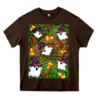 Chocolate Brown Halloween ghost Heavy Core Tee - Artiststas