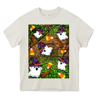 Cream Halloween ghost Heavy Core Tee - Artiststas