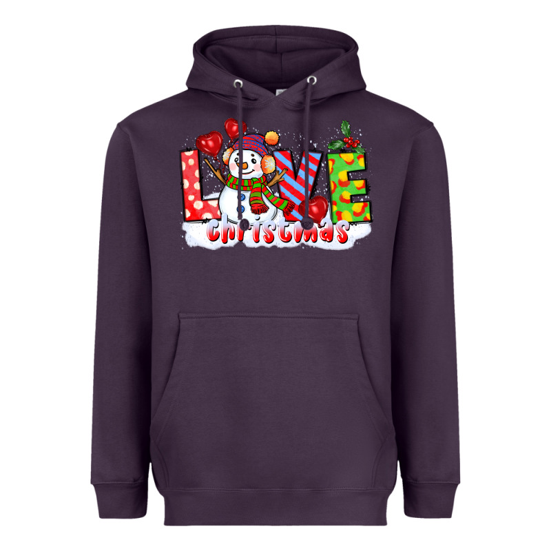 Love Christmas Snowman Heavyweight Hoodie by CowGirlArtShop | Teevron