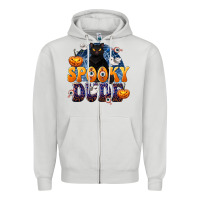 Dove Grey Spooky Dude Zipper Hoodie - texasbilliewilder