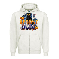 Oatmeal Heather Spooky Dude Zipper Hoodie - texasbilliewilder