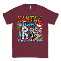 Burgundy Santa's Favorite RN Registered Nurse Classic Tee - CowhideDigitalArt
