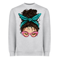 Messy Curly Bun Mom With Leopard Bandana Heavyweight Sweatshirt | Teevron