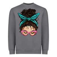 Storm Messy Curly Bun Mom With Leopard Bandana Heavyweight Sweatshirt - BundleAndBundleShop