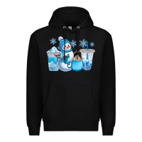 Black winter snowman coffee cups Premium Hoodie - CowGirlArtShop